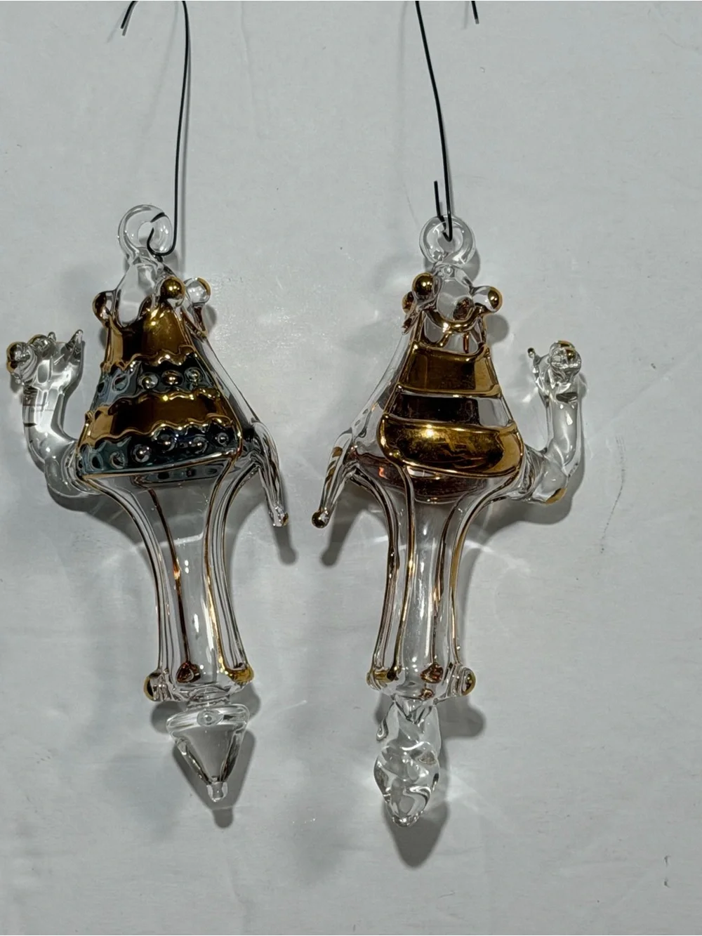 Glass Camel Holiday Ornaments with Gold Accents